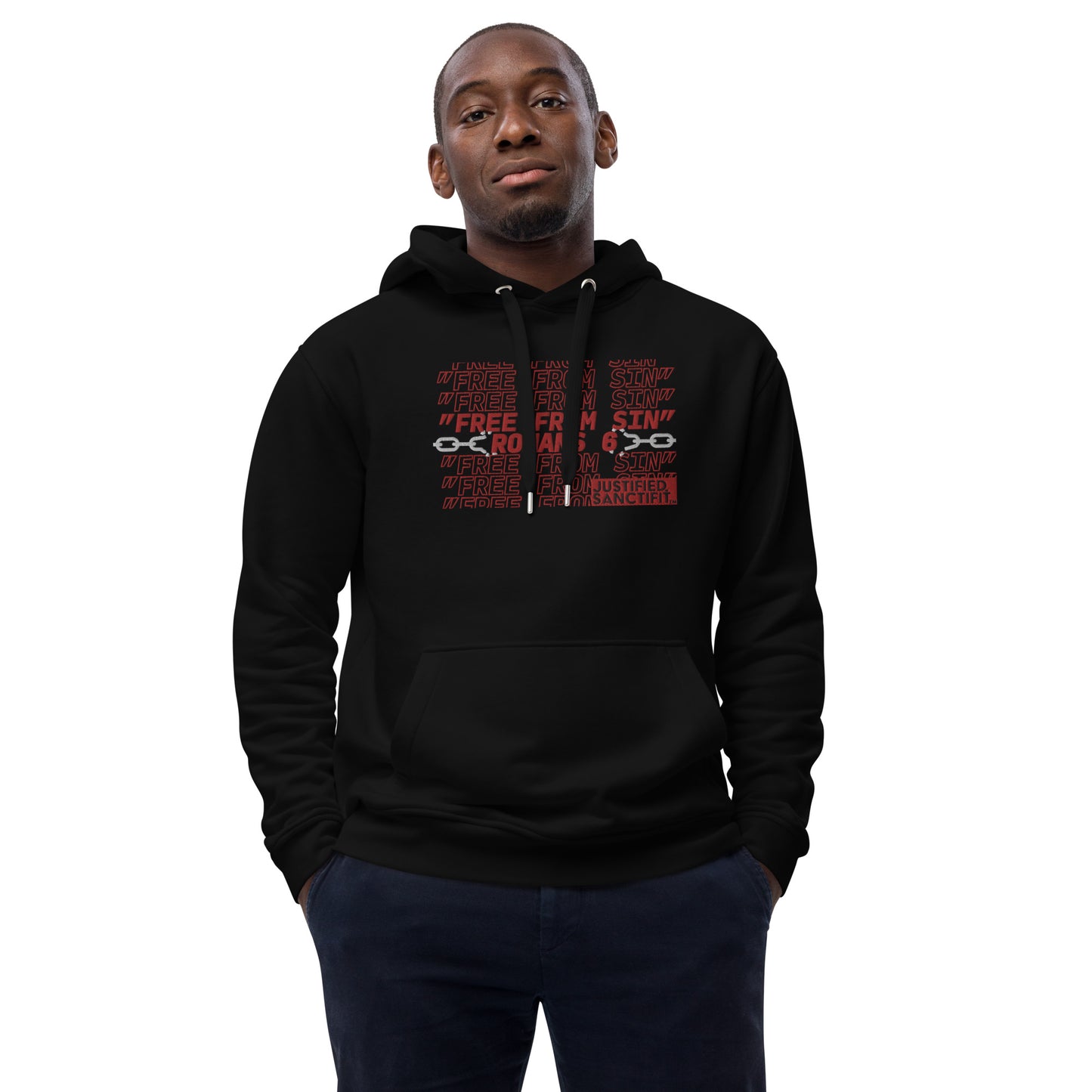 Free From Sin Red Embroidered Premium eco hoodie