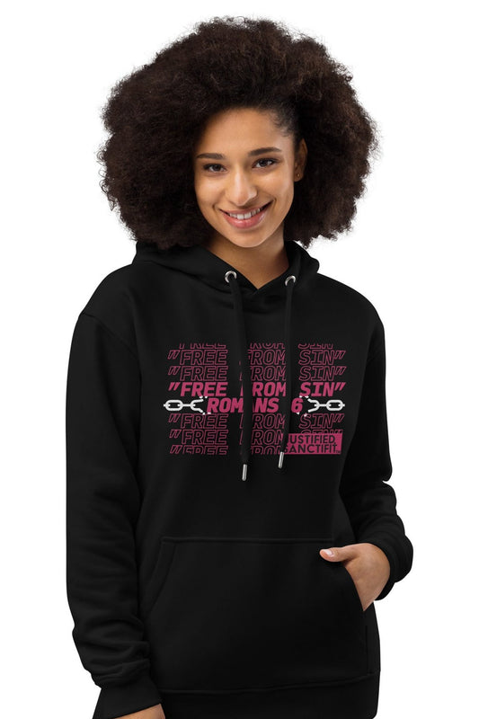 Free From Sin Pretty Pink Embroidered Premium eco hoodie