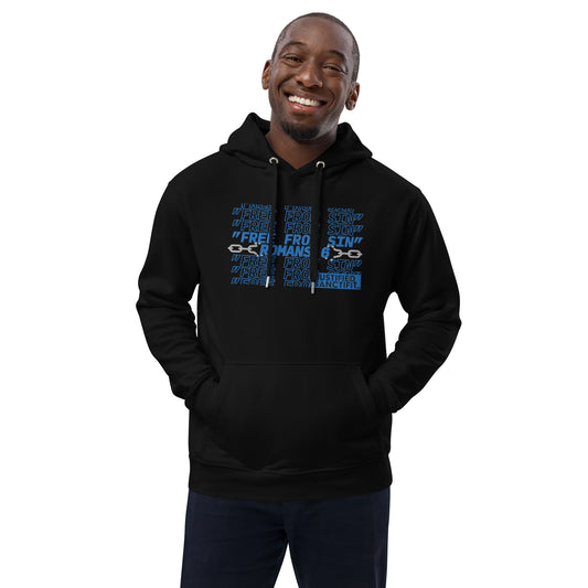 Free From Sin Blue Embroidered Premium eco hoodie