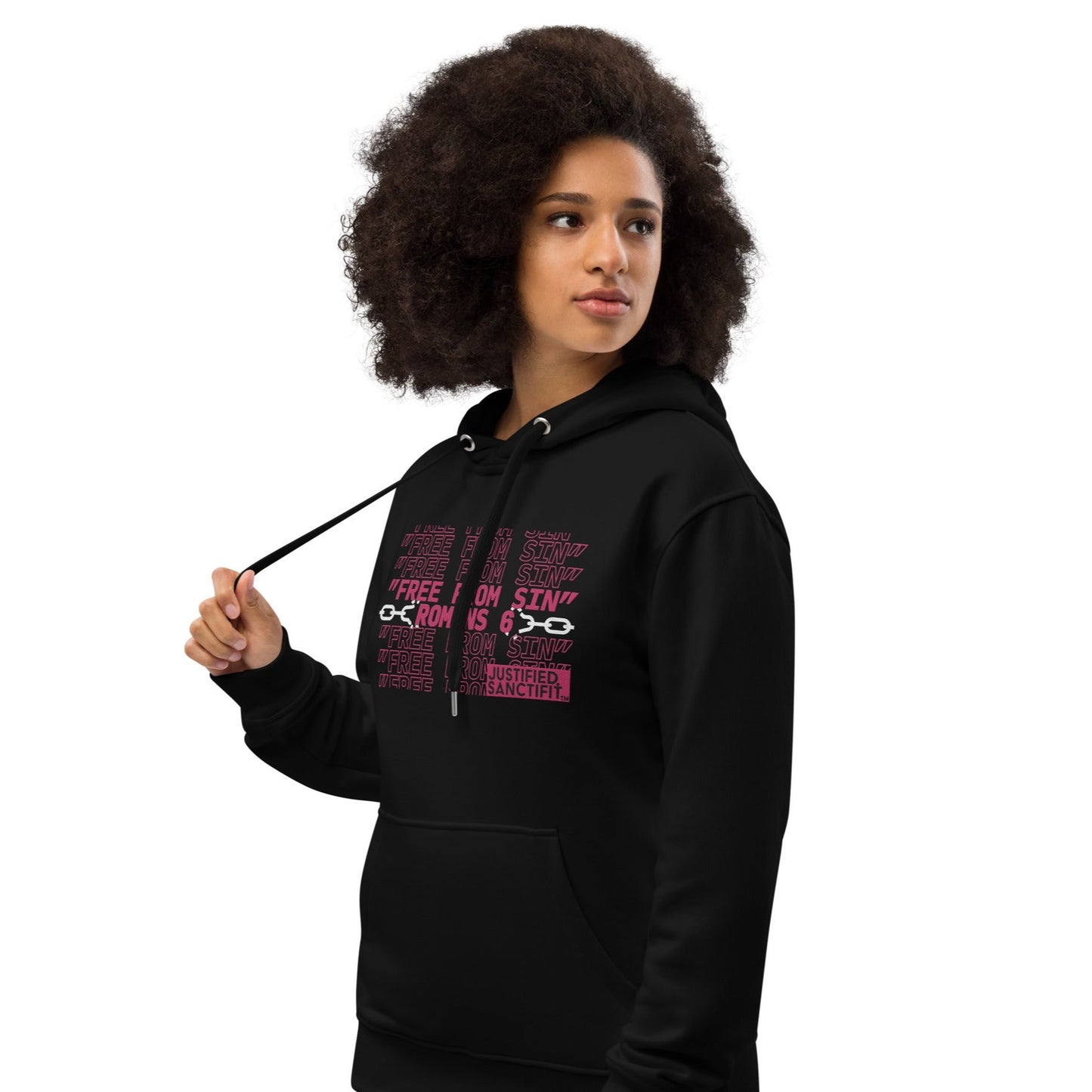 Free From Sin Pretty Pink Embroidered Premium eco hoodie