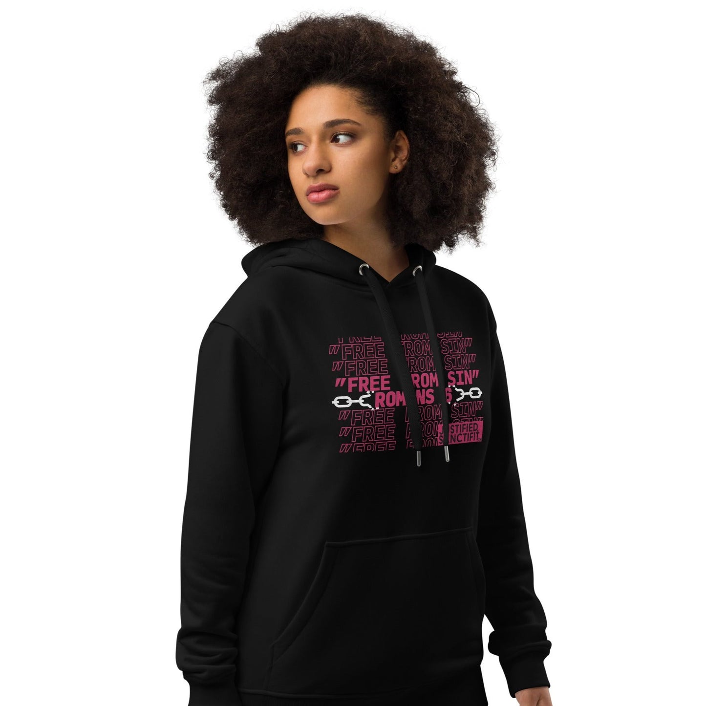 Free From Sin Pretty Pink Embroidered Premium eco hoodie